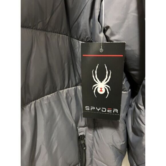 Spyder Mens Size LargePolar Gray  Puffy Winter jacket With‎ Hood - Picture 6 of 7